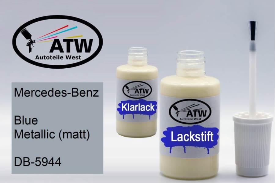 Mercedes-Benz, Blue Metallic (matt), DB-5944: 20ml Lackstift + 20ml Klarlack - Set, von ATW Autoteile West.